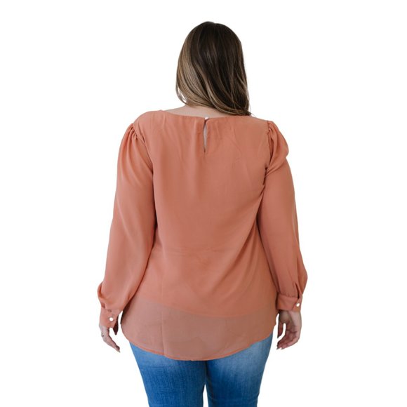🧡🧡🧡 Zenana Once Upon A Time Plus Size Chiffon Blouse 🧡🧡🧡 - Picture 6 of 11
